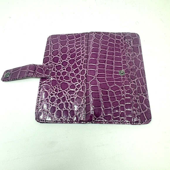 Purple Faux Croc Patent Leather Checkbook Wallet - Picture 5 of 8